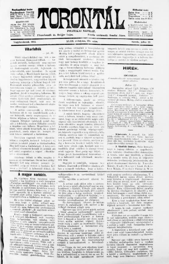 Torontál, 43. évf. 1914. július 22. 164. sz.