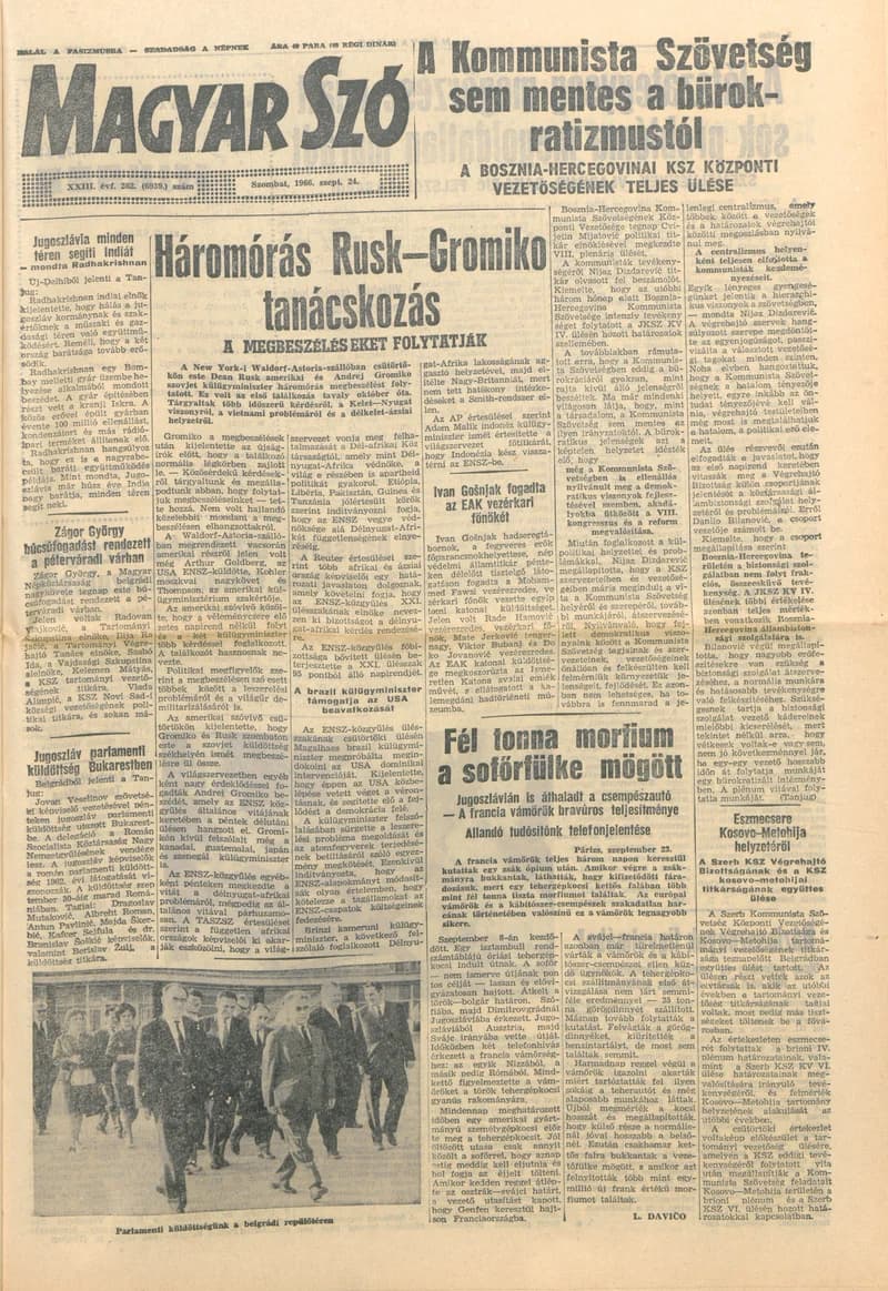 Magyar Szó, 23. évf. 1966. szeptember 24. 262. sz.