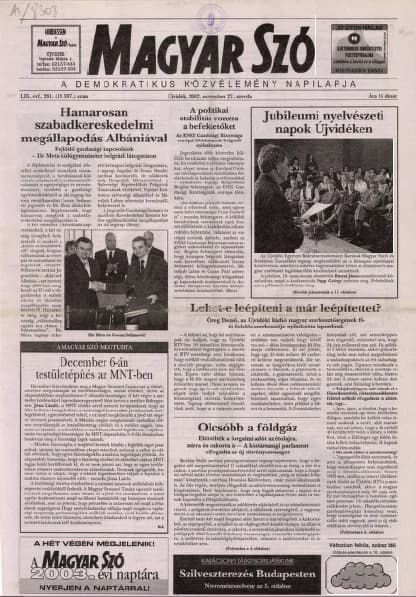 Magyar Szó, 59. évf. 2002. november 27. 281. sz. 1–16. oldal