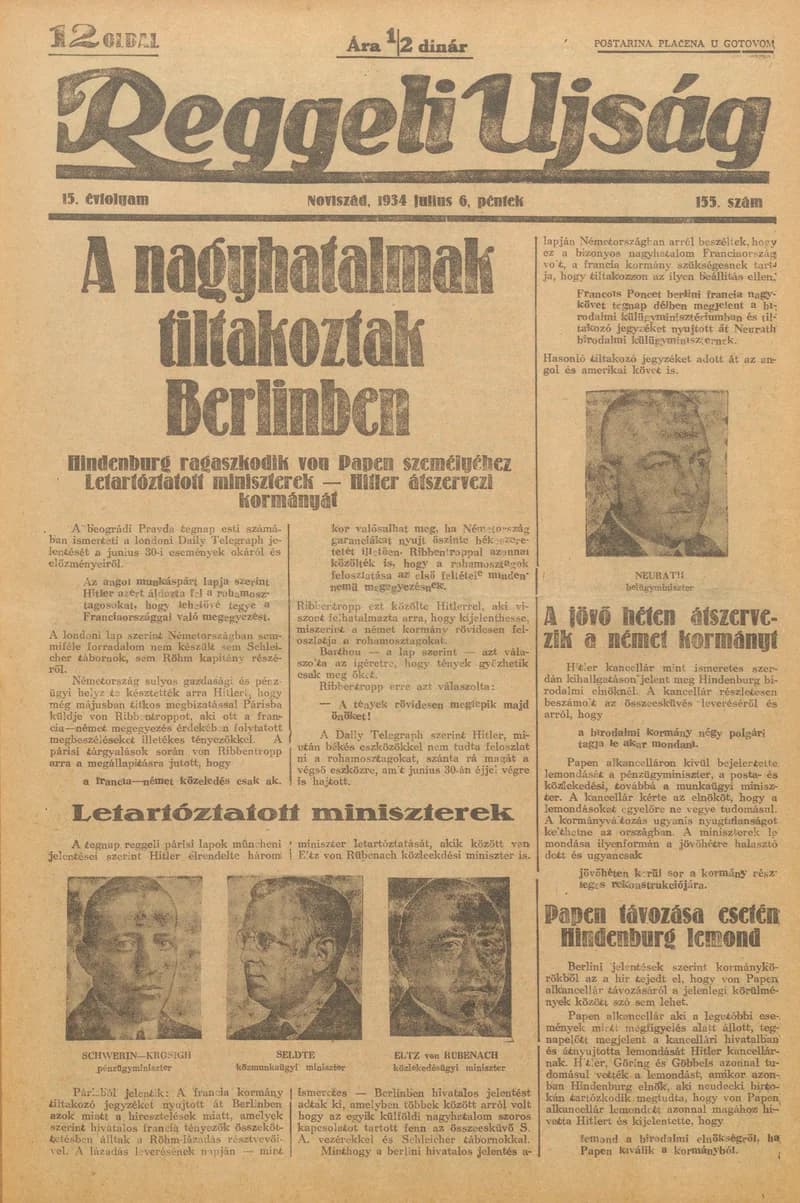 Reggeli Újság, 15. évf. 1934. július 6. 155. sz.