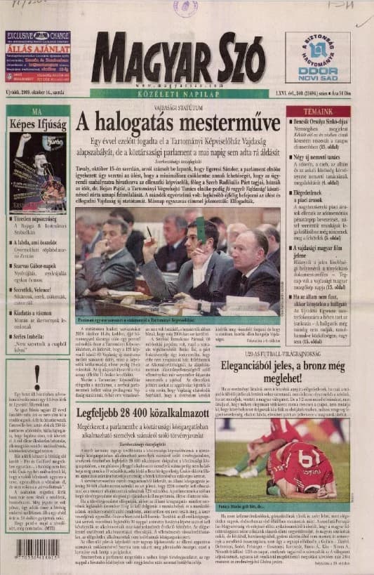 Magyar Szó, 66. évf. 2009. október 14. 240. sz. 1–20. oldal