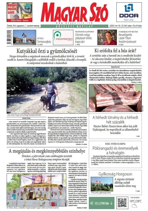 Magyar Szó, 73. évf. 2016. augusztus 6. – 7. 181. sz. 1–44. oldal