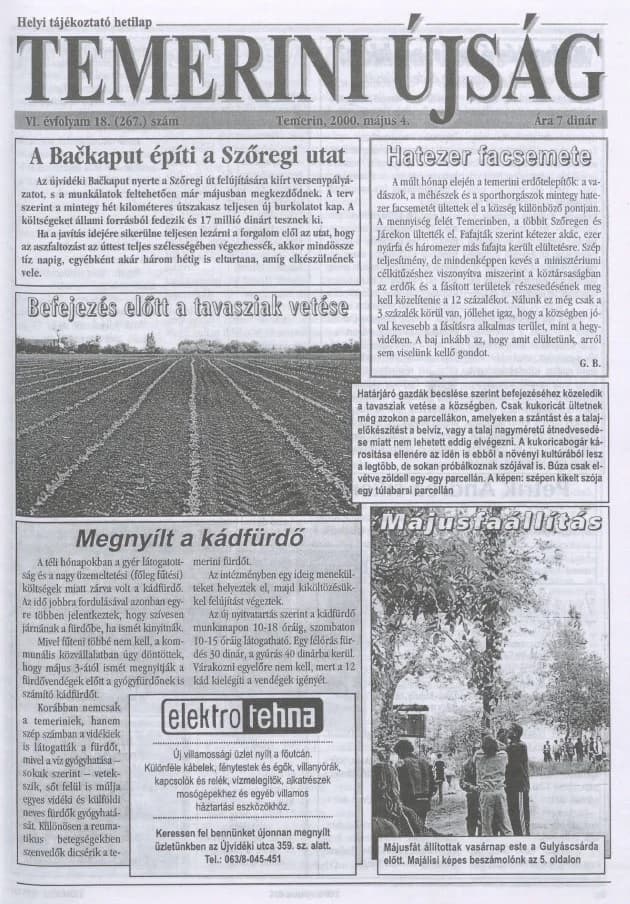Temerini Újság, 6. évf. 2000. május 4. 18. sz.