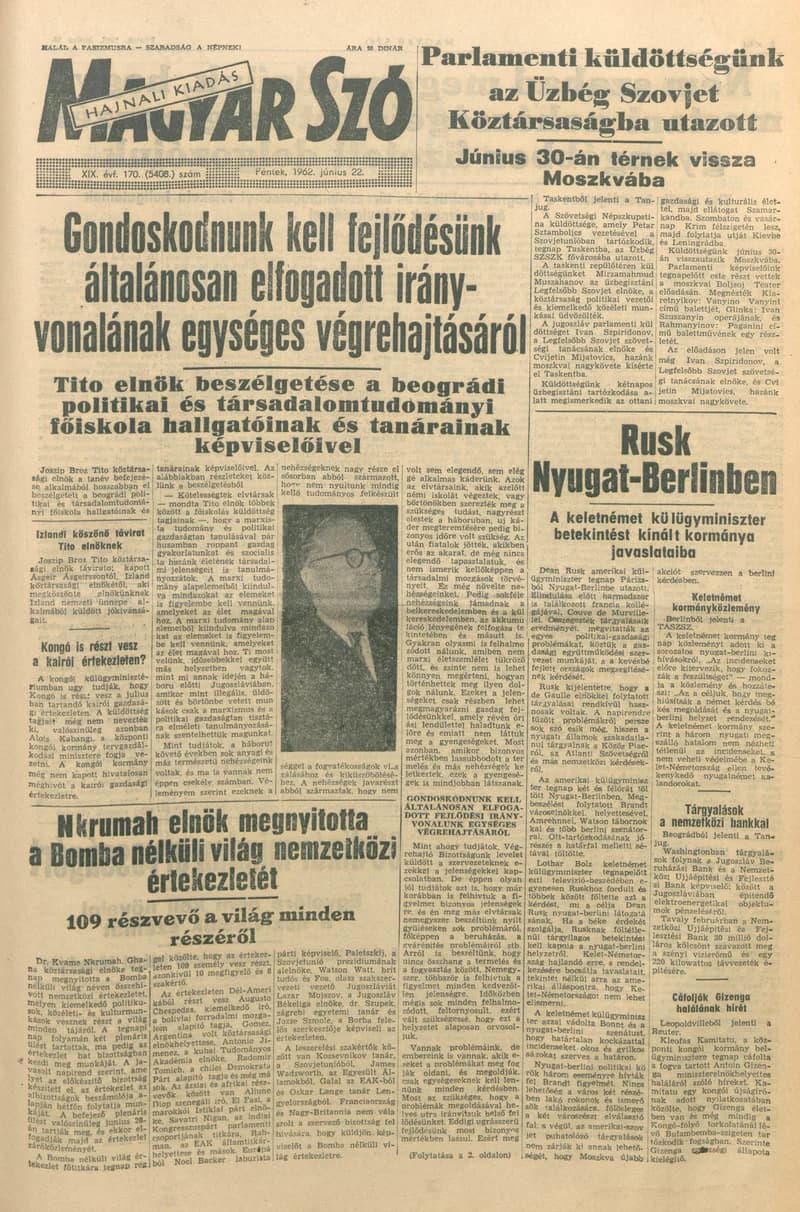 Magyar Szó, 19. évf. 1962. június 22. 170. sz. 1–12. oldal