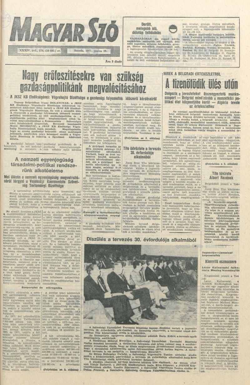 Magyar Szó, 34. évf. 1977. június 29. 176. sz.