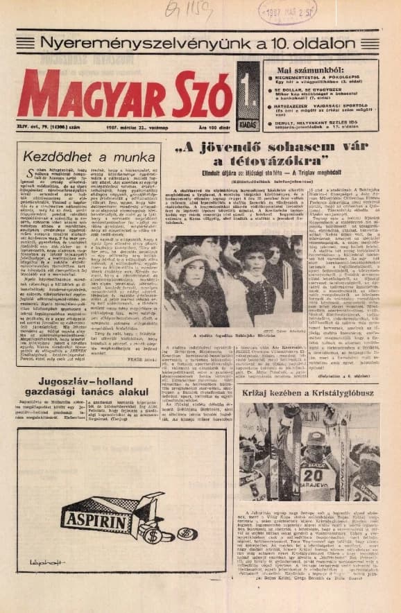 Magyar Szó, 44. évf. 1987. március 22. 79. sz. 1–32. oldal