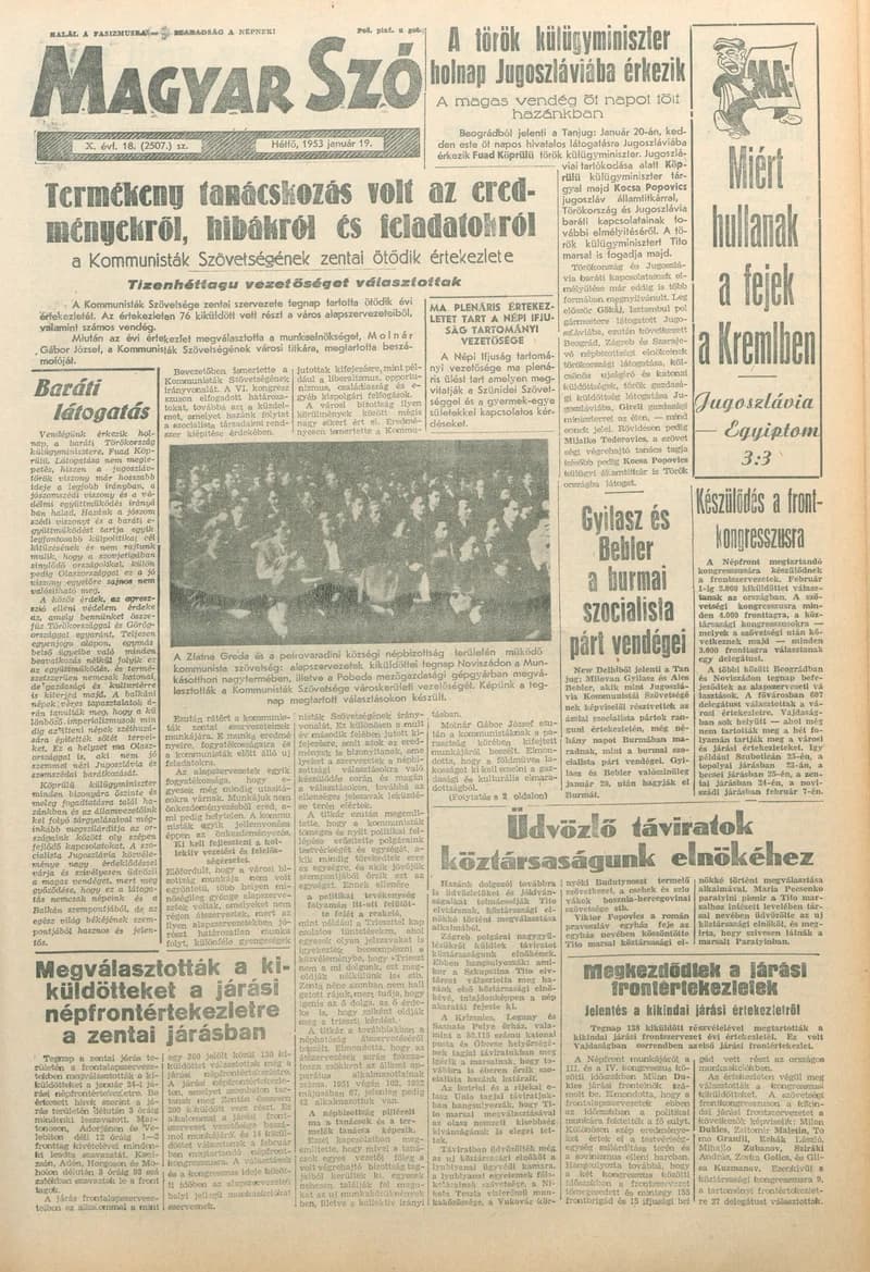 Magyar Szó, 10. évf. 1953. január 19. 18. sz. 1–10. oldal