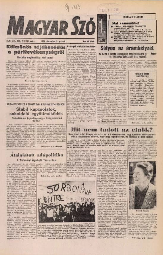 Magyar Szó, 43. évf. 1986. december 5. 333. sz. 1–24. oldal