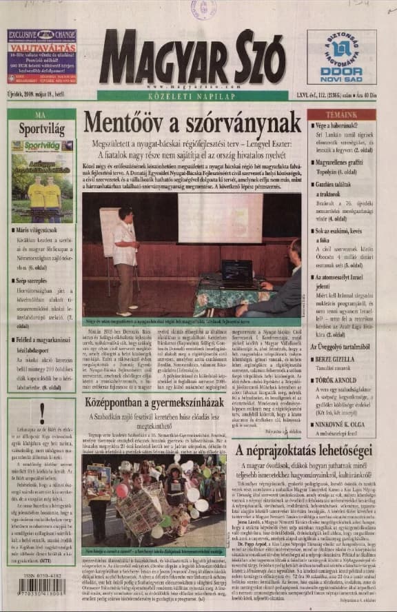 Magyar Szó, 66. évf. 2009. május 18. 112. sz. 1–16. oldal