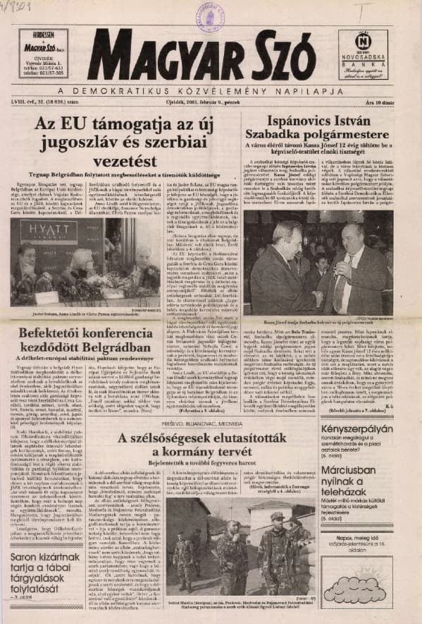 Magyar Szó, 58. évf. 2001. február 9. 32. sz. 1–16. oldal