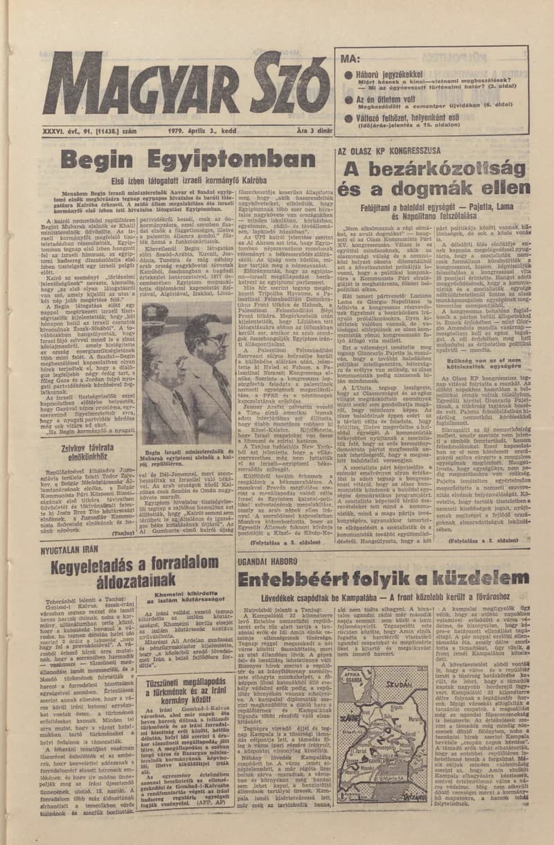 Magyar Szó, 36. évf. 1979. április 3. 91. sz. 1–20. oldal