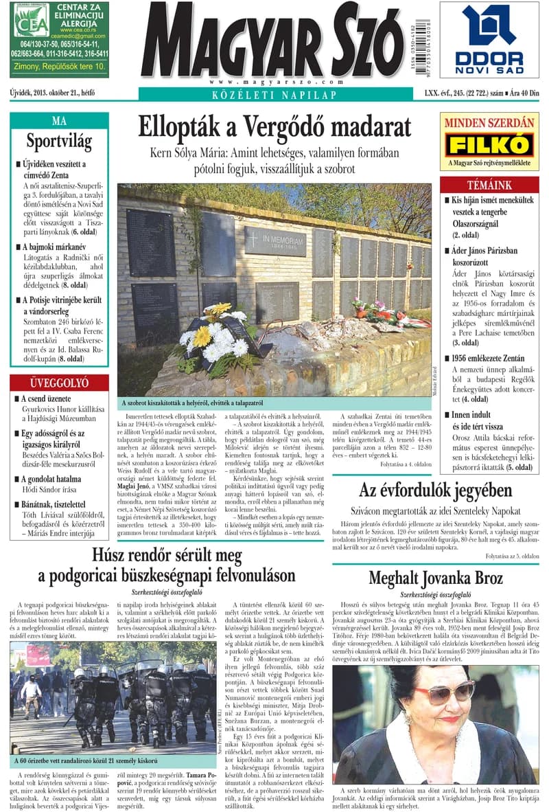 Magyar Szó, 70. évf. 2013. október 21. 245. sz. 1–16. oldal