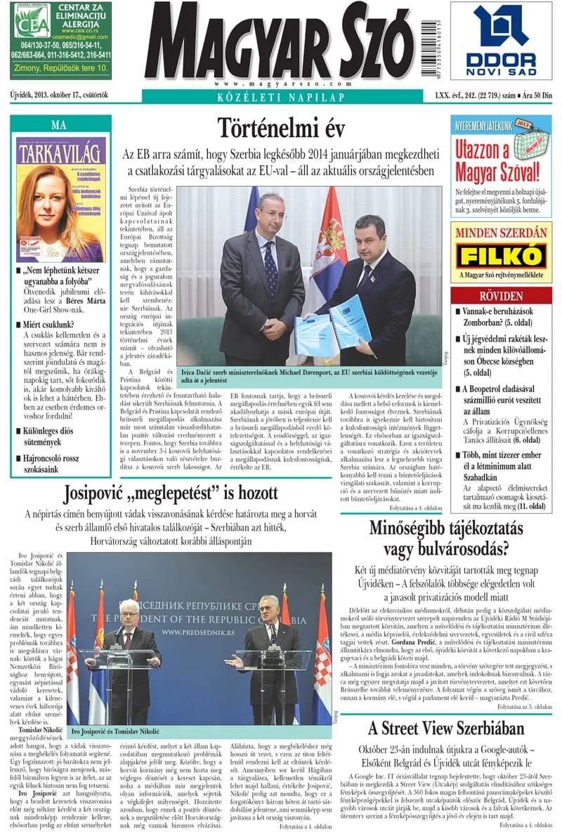 Magyar Szó, 70. évf. 2013. október 17. 242. sz. 1–20. oldal