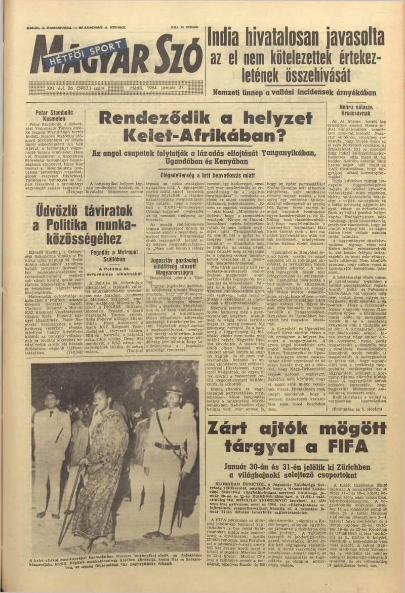 Magyar Szó, 21. évf. 1964. január 27. 26. sz. 1–16. oldal