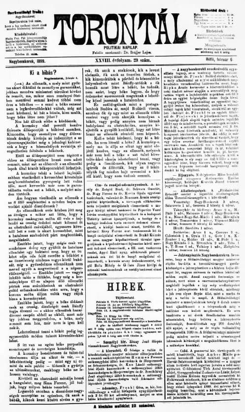 Torontál, 28. évf. 1899. február 6. 29. sz.