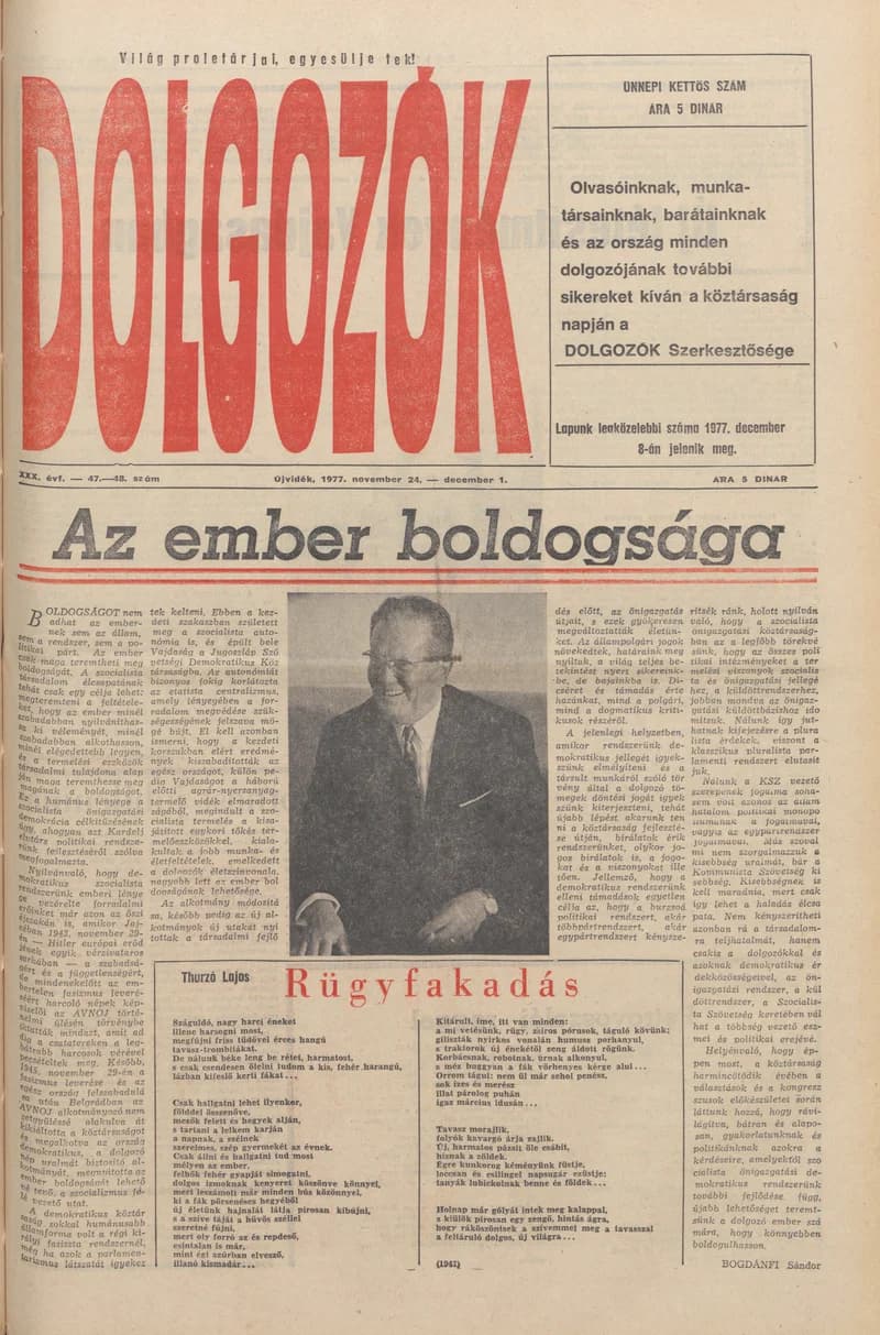 Dolgozók, 31. évf. 1977. november 24. – december 1. 47–48. sz.