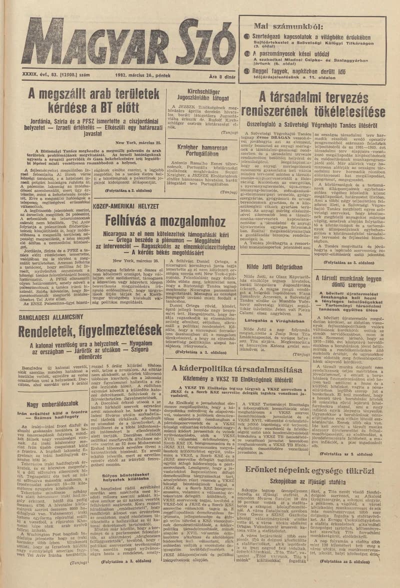 Magyar Szó, 39. évf. 1982. március 26. 83. sz. 1–16. oldal