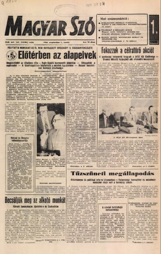 Magyar Szó, 43. évf. 1986. szeptember 3. 242. sz. 1–16. oldal