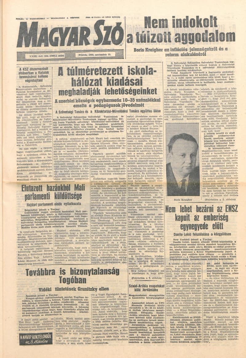 Magyar Szó, 23. évf. 1966. november 25. 324. sz.