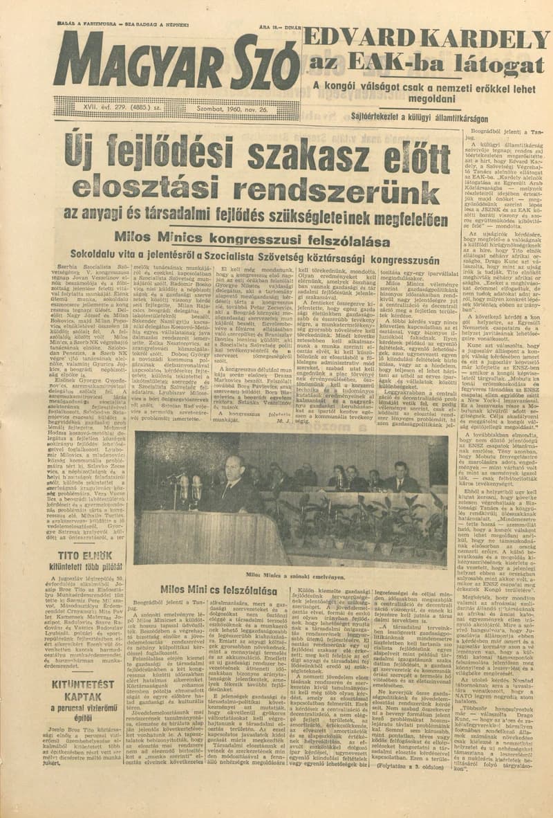 Magyar Szó, 17. évf. 1960. november 26. 279. sz. 1–28. oldal