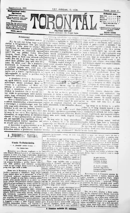 Torontál, 25. évf. 1896. január 31. 25. sz.