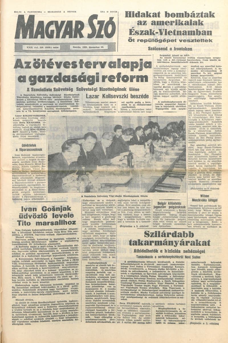 Magyar Szó, 22. évf. 1965. december 22. 350. sz.
