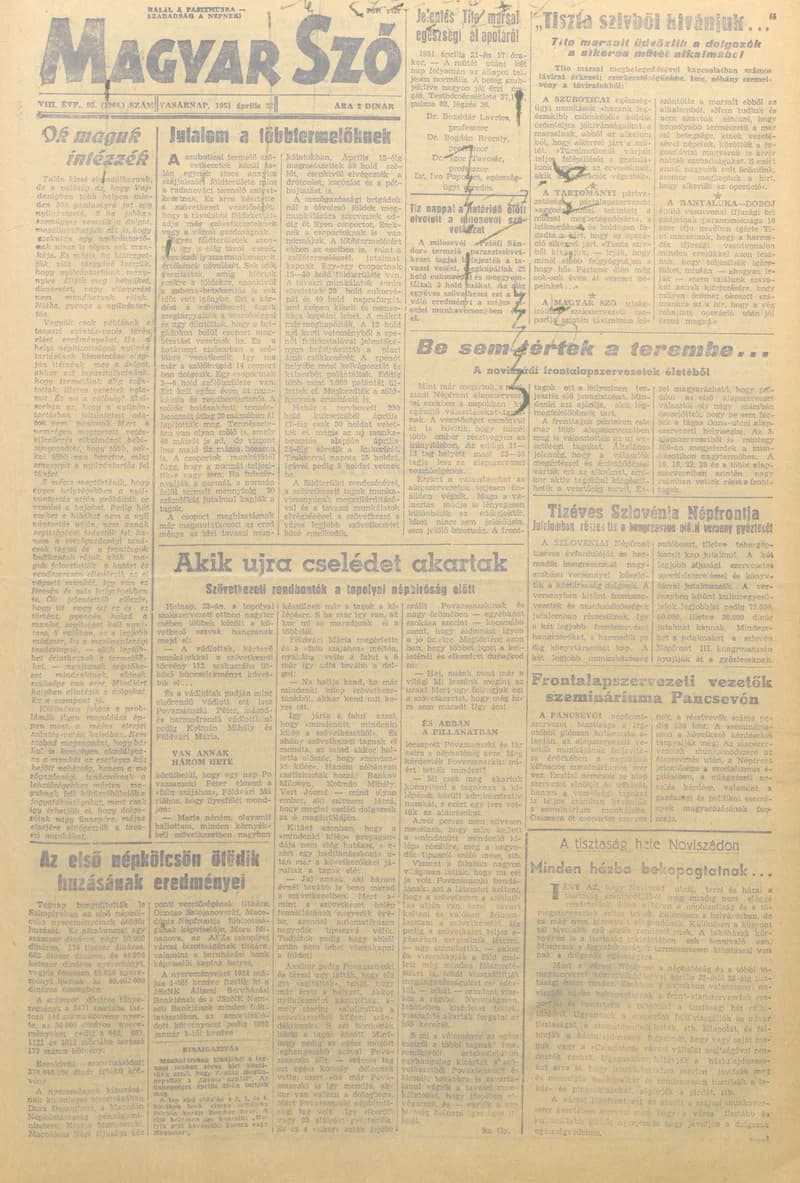 Magyar Szó, 8. évf. 1951. április 22. 95. sz. 1–4. oldal