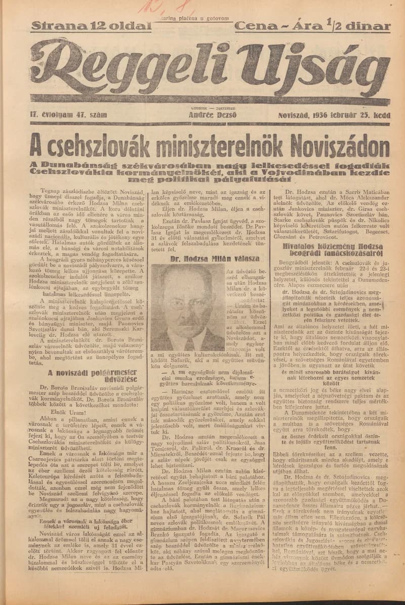 Reggeli Újság, 17. évf. 1936. február 25. 47. sz.