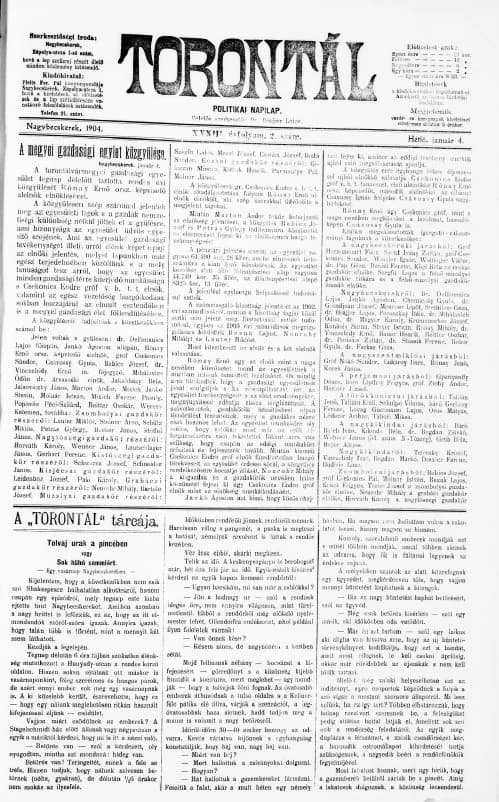 Torontál, 33. évf. 1904. január 4. 2. sz.
