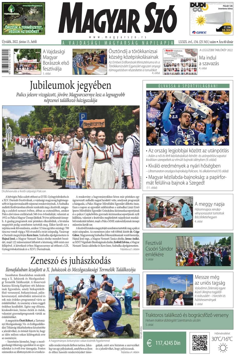 Magyar Szó, 79. évf. 2022. június 13. 134. sz. 1–16. oldal