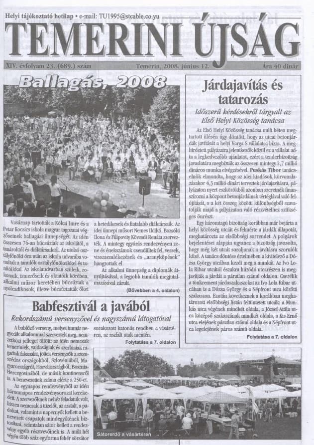 Temerini Újság, 14. évf. 2008. június 12. 23. sz.