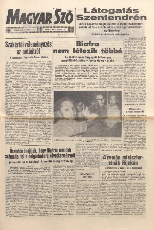 Magyar Szó, 27. évf. 1970. január 16. 14. sz. 1–12. oldal