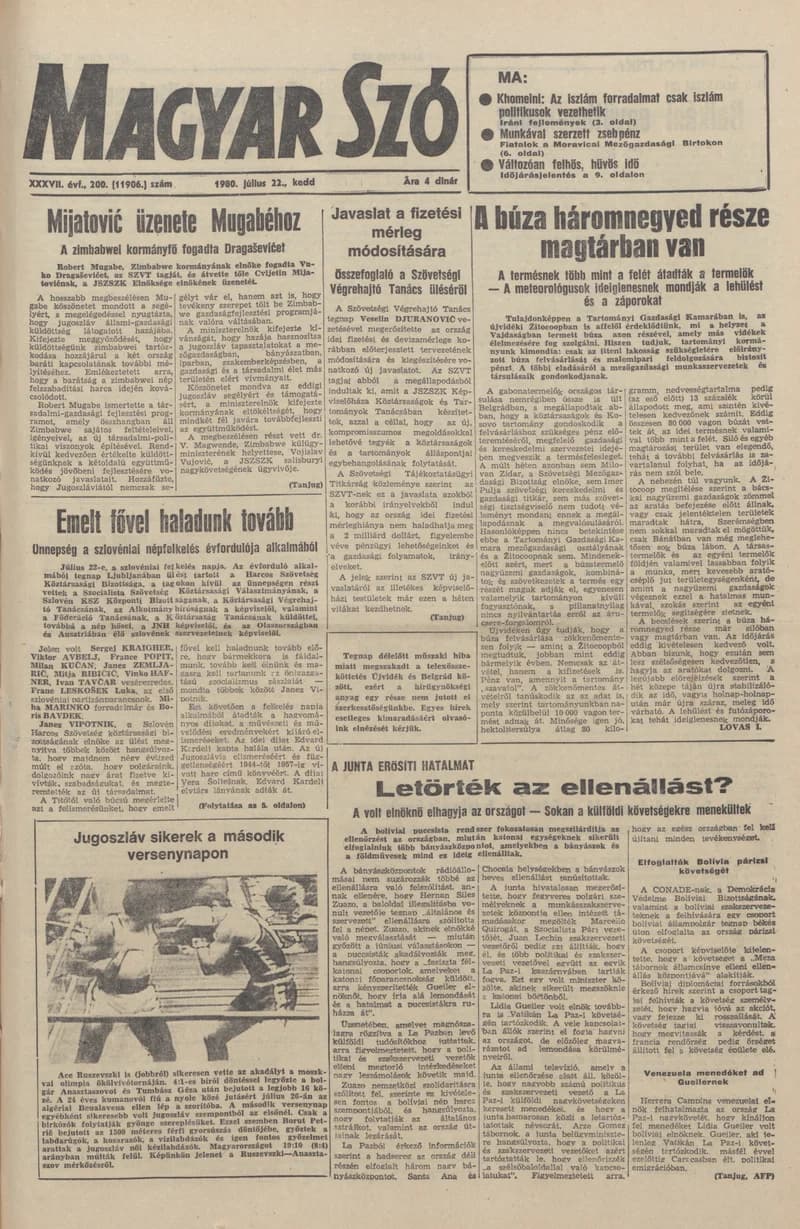 Magyar Szó, 37. évf. 1980. július 22. 200. sz. 1–16. oldal