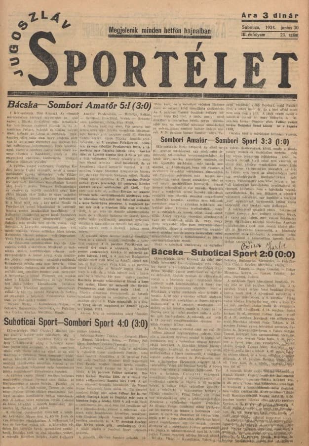Jugoszláv sportélet, 3. évf. 1924. június 30. 23. sz.