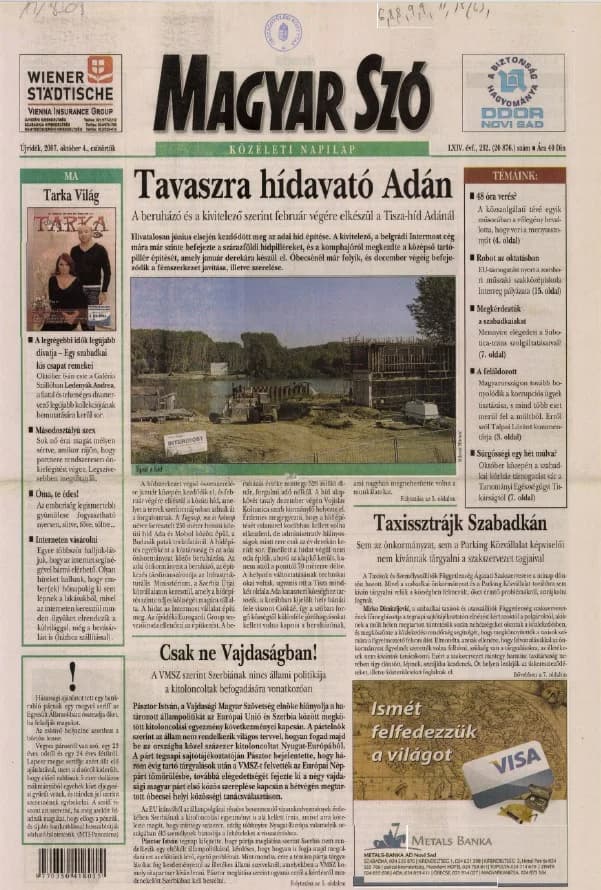 Magyar Szó, 64. évf. 2007. október 4. 232. sz. 1–20. oldal