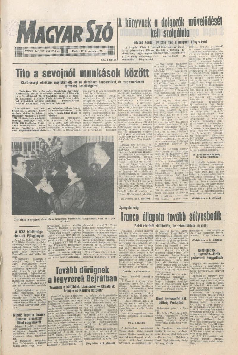Magyar Szó, 32. évf. 1975. október 28. 297. sz.