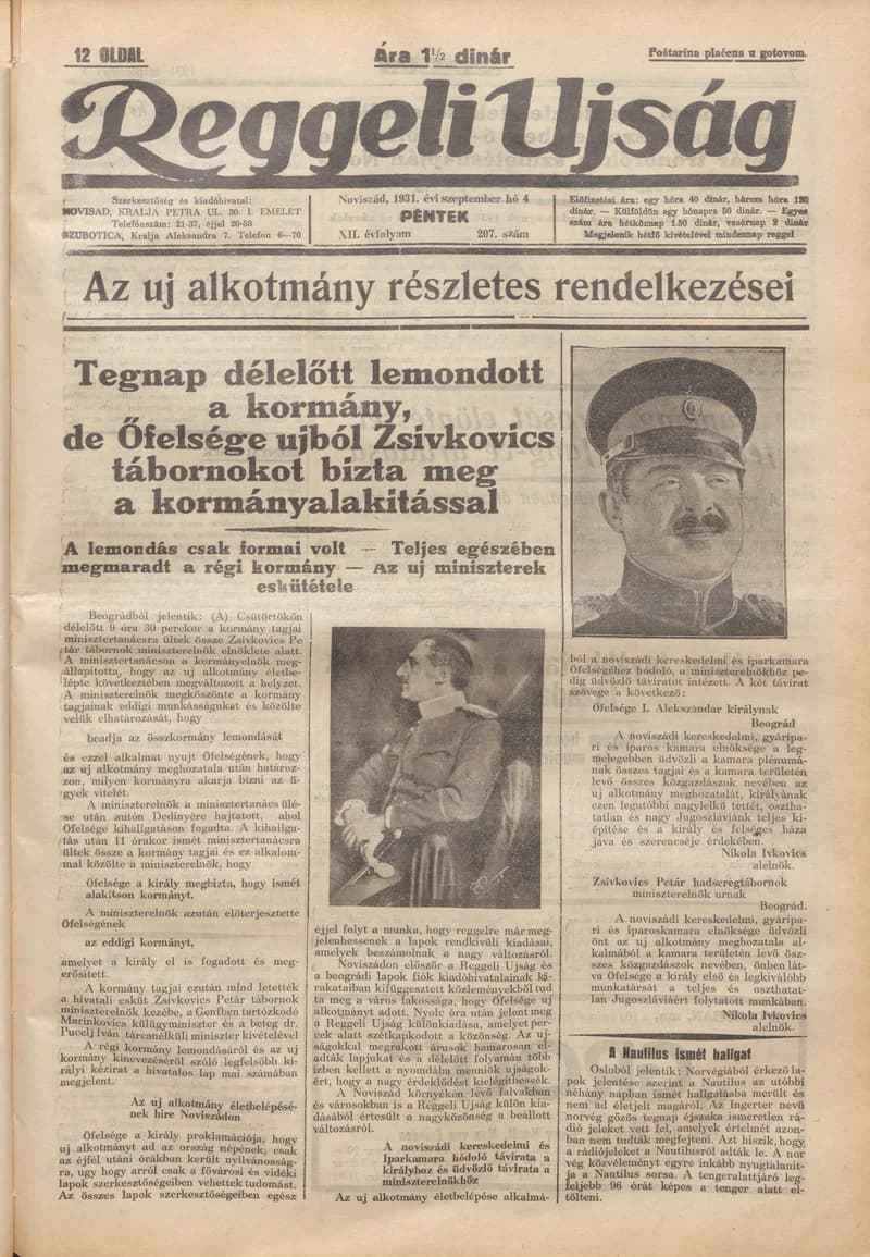 Reggeli Újság, 12. évf. 1931. szeptember 4. 207. sz.