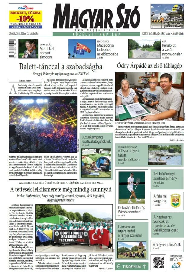 Magyar Szó, 75. évf. 2018. július 12. 159. sz. 1–20. oldal
