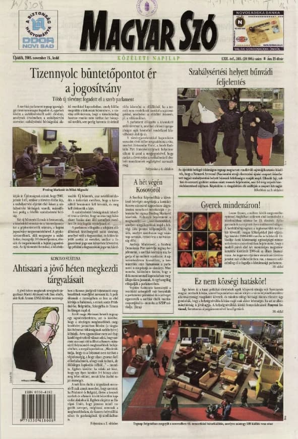 Magyar Szó, 62. évf. 2005. november 15. 269. sz. 1–20. oldal