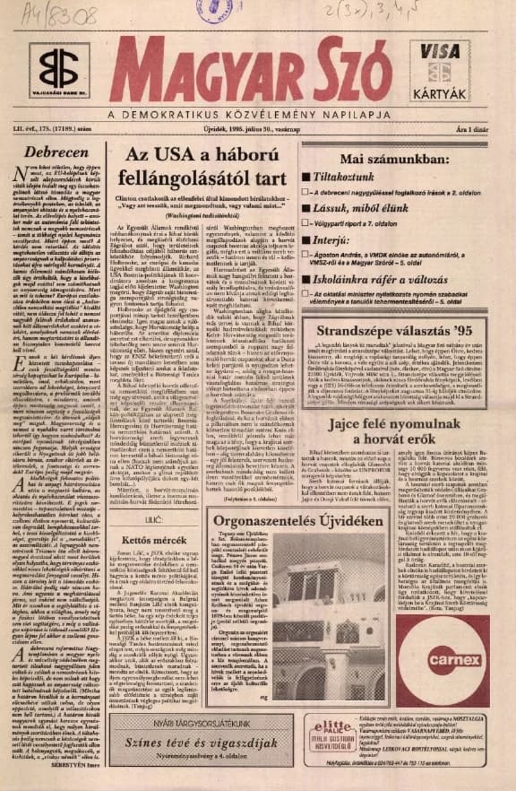 Magyar Szó, 52. évf. 1995. július 30. 175. sz. 1–24. oldal