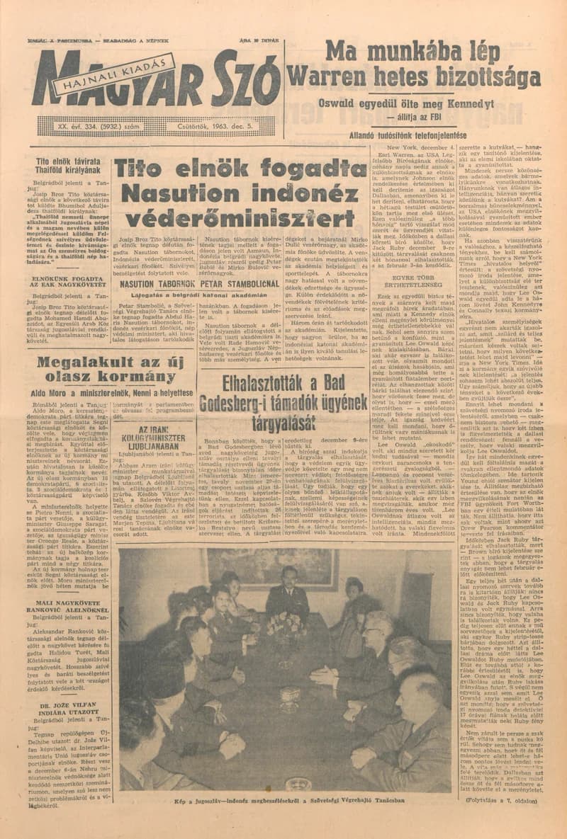 Magyar Szó, 20. évf. 1963. december 5. 334. sz. 1–16. oldal