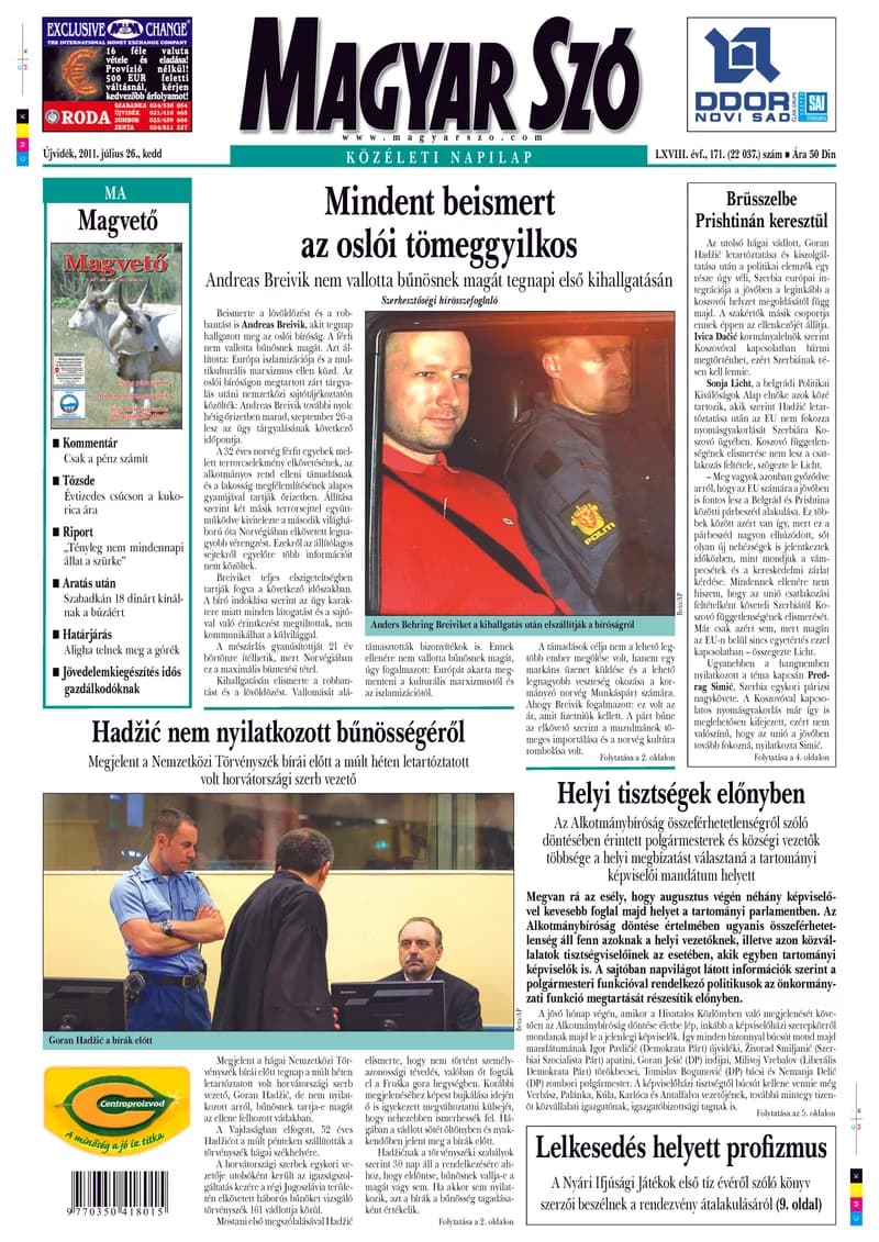Magyar Szó, 68. évf. 2011. július 26. 171. sz. 1–20. oldal