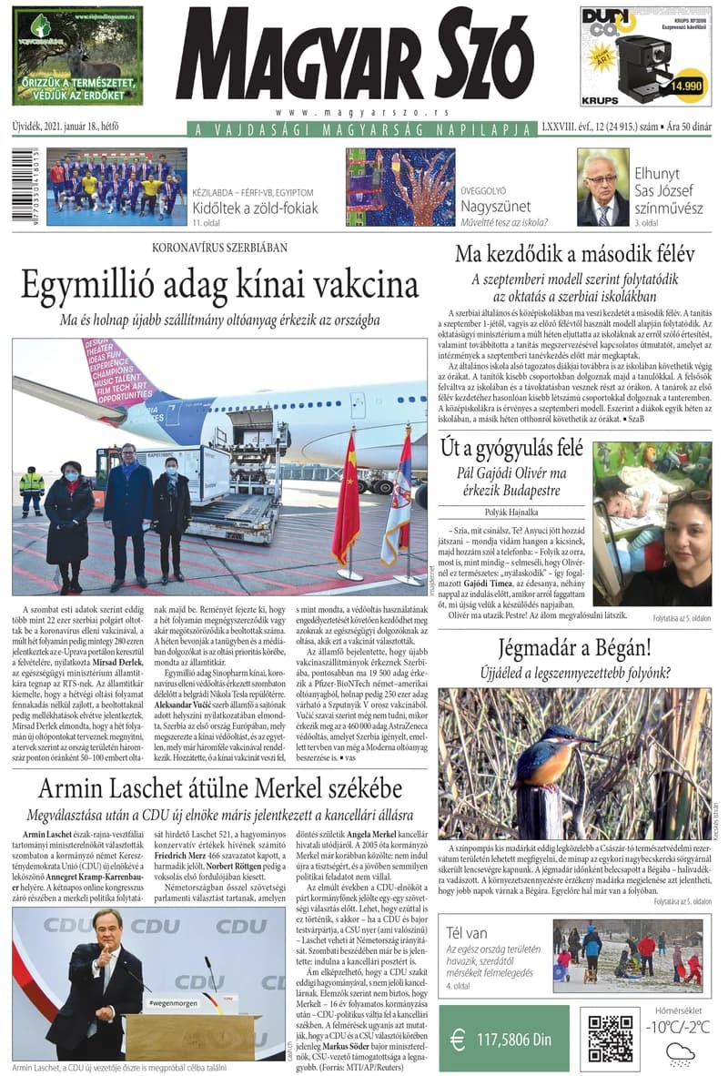 Magyar Szó, 78. évf. 2021. január 18. 12. sz. 1–16. oldal