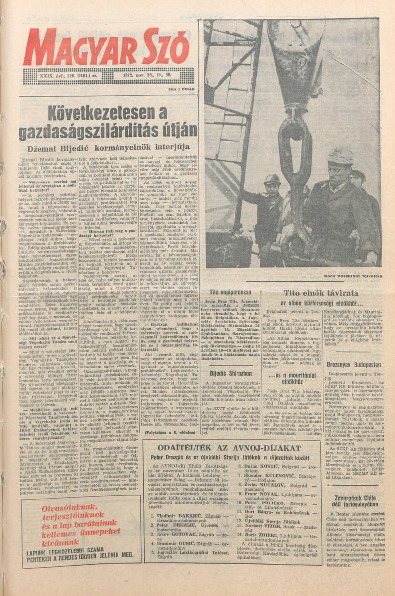 Magyar Szó, 29. évf. 1972. november 28. – 30. 329. sz. 1–40. oldal