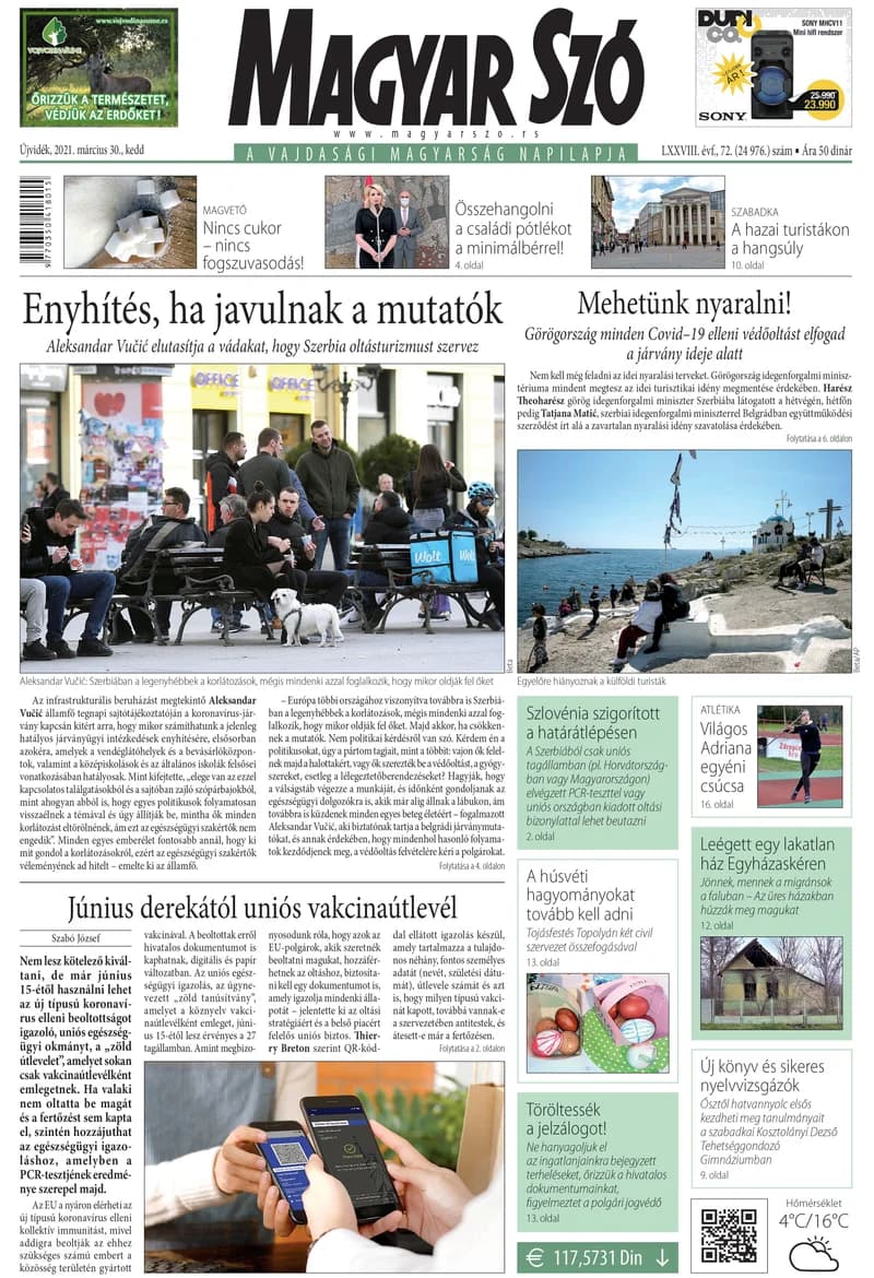 Magyar Szó, 78. évf. 2021. március 30. 72. sz. 1–20. oldal