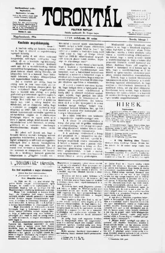 Torontál, 35. évf. 1906. február 7. 30. sz.