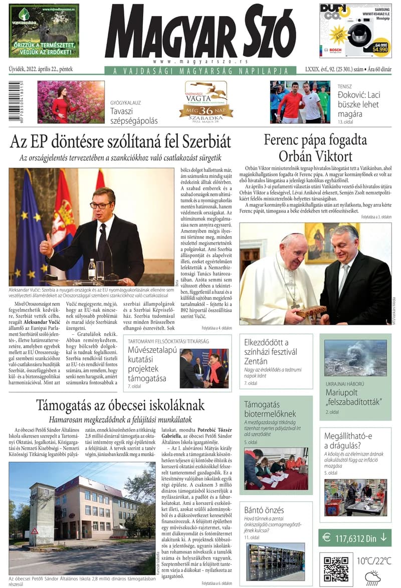 Magyar Szó, 79. évf. 2022. április 22. 92. sz. 1–16. oldal