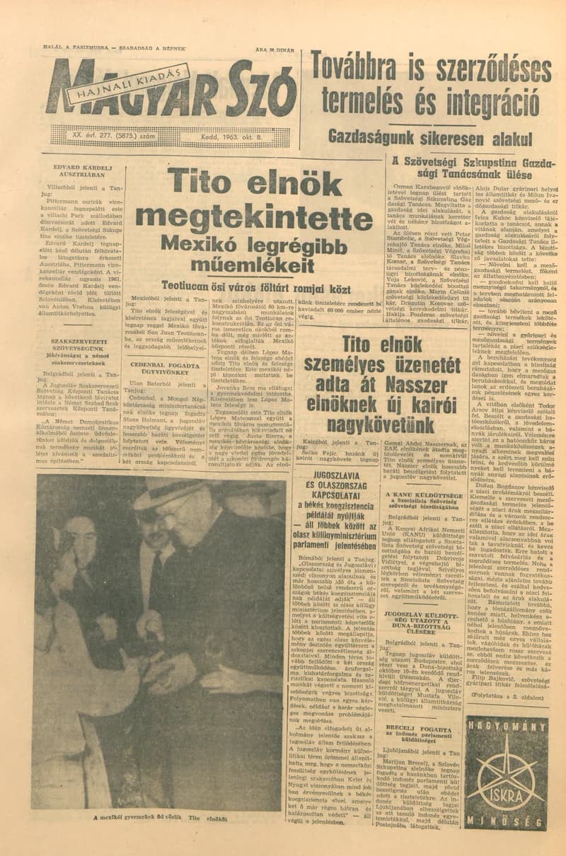 Magyar Szó, 20. évf. 1963. október 8. 277. sz. 1–16. oldal