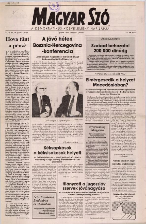 Magyar Szó, 49. évf. 1992. február 7. 36. sz. 1–20. oldal