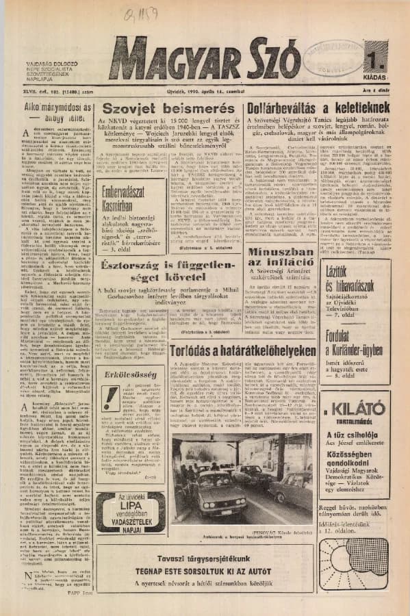 Magyar Szó, 47. évf. 1990. április 14. 102. sz. 1–24. oldal